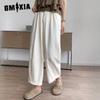 Women's Draped Lazy Style Cream Mousse Carrot Pants Spring and Summer Loose High Waist Casual Petite Haren Pants