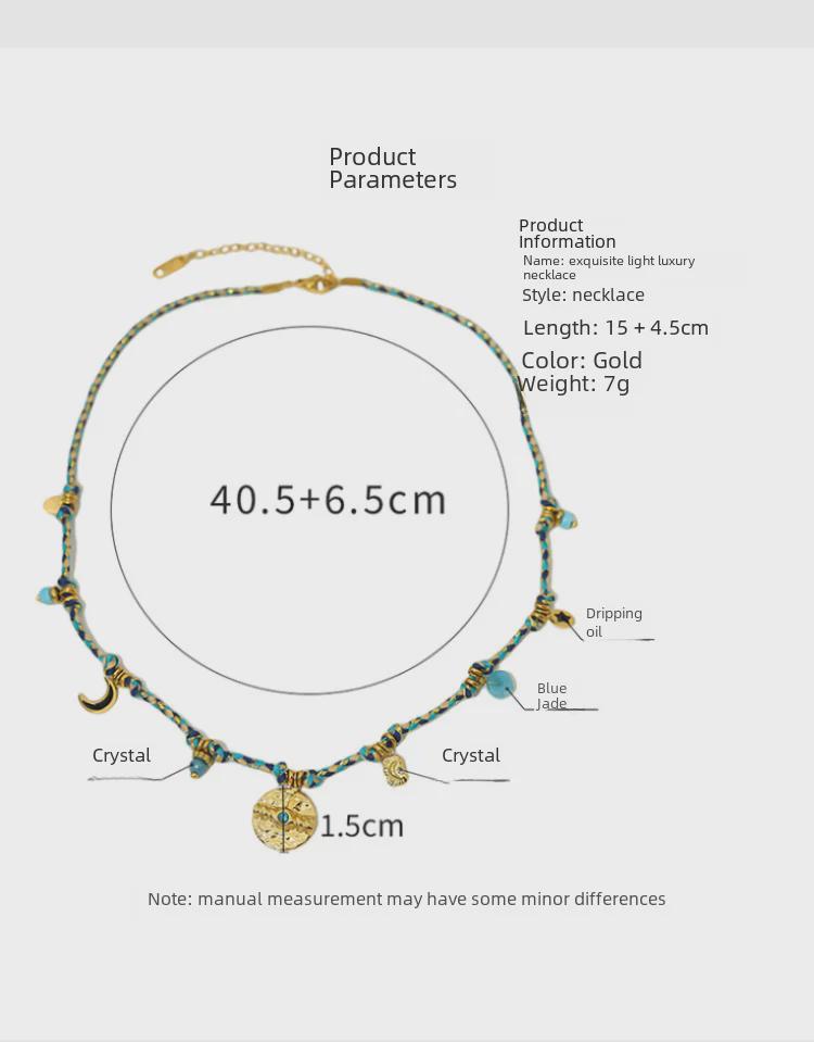 Bohemian French Retro Jewelry Set: Colorful Cotton Rope Necklace & Braided Bracelet