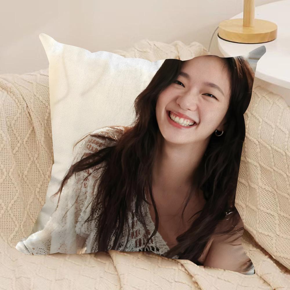 Kim Go Eun Cushion Cover Soft Plush Fabric DoubleSided Printed Sofa Cushion Cover for All Seasons Home Decor Gift