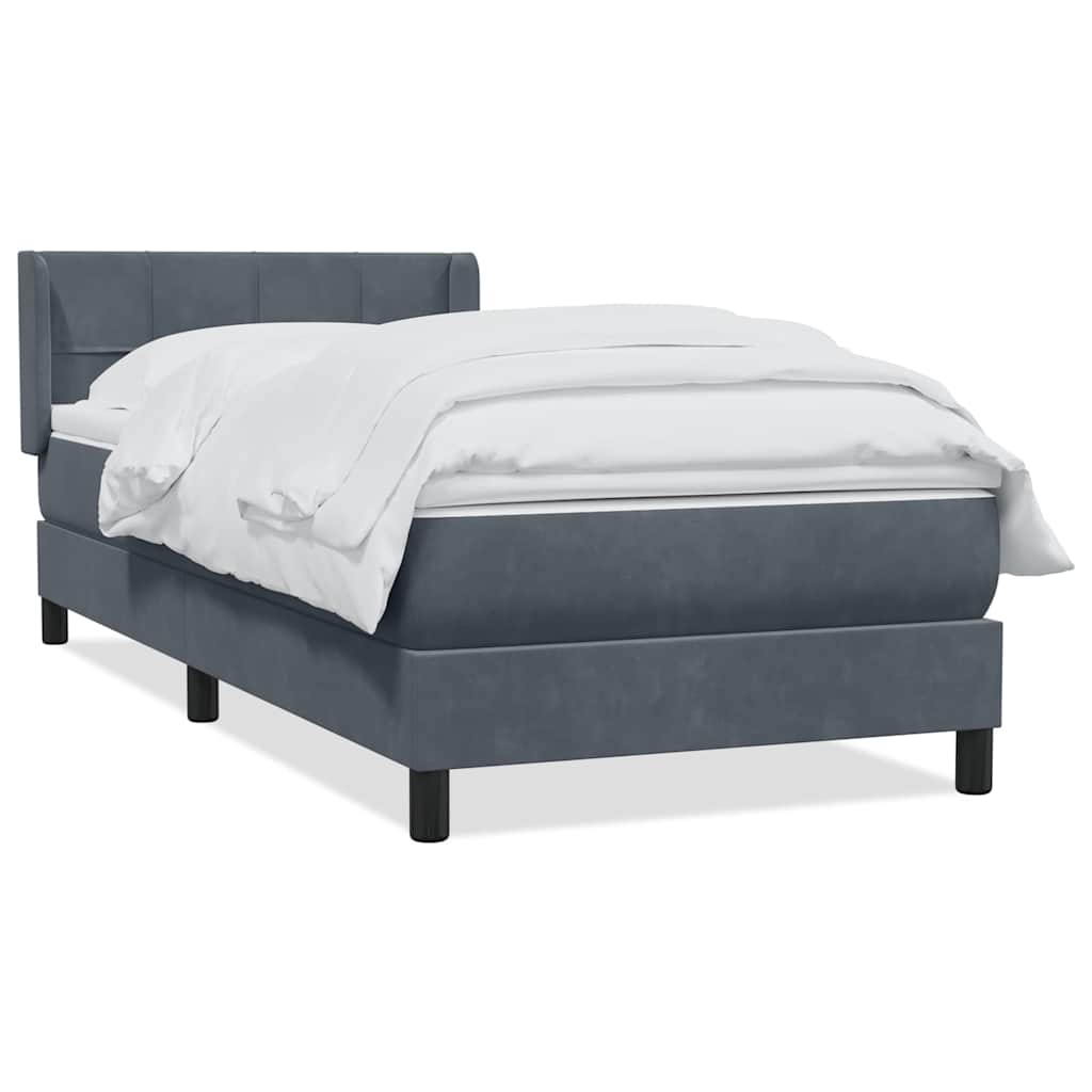Box Spring Bed with Mattress Dark Gray 80x210 cm Velvet