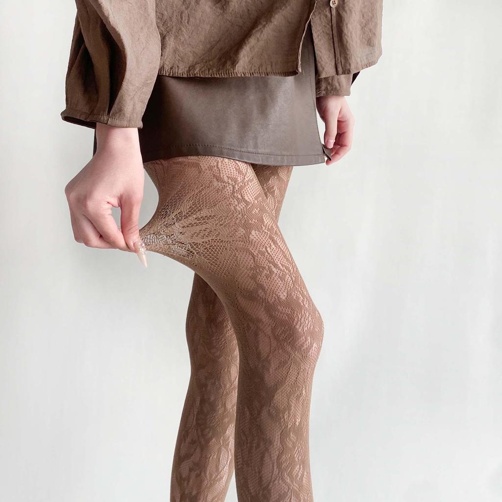 Сексуальные ретро чулки в сетку с цветочным узором - Прозрачные кружевные колготки