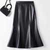 Seoulish Vintage High Waist PU Leather Skirts for Women Autumn Winter Fashionable Fishtail Wrapped Pencil Skirts Female