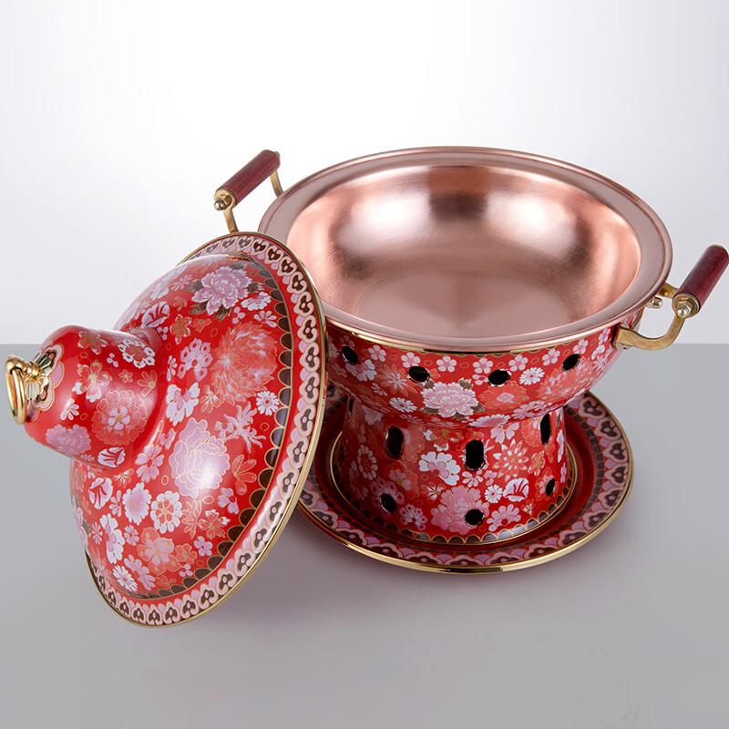 ZISIZ Cloisonné Copper Mini Hot Pot