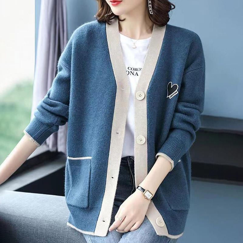 Вязаная куртка-кардиган, женская осенне-зимняя утолщенная теплая повседневная эластичная куртка-свитер, универсальная повседневная удобная куртка