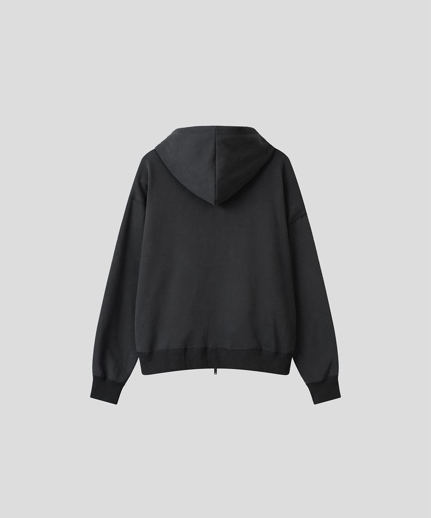 Черная толстовка с капюшоном на молнии, свободного кроя, Essential Relaxed Fit [Угольный]