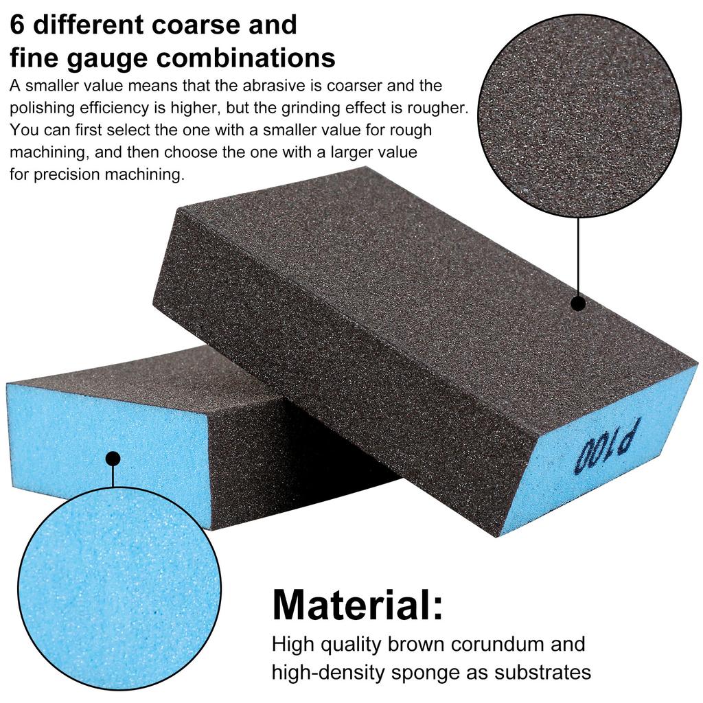 10PCS Sanding Block Washable and Reusable Sanding Sponge For Wood Drywall Metal Glasses Coarse 60-220 Grit Sandpaper Block