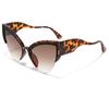 Luxury Sexy Semi Rimless Gradient Cat Eye Women Sunglasses Brand Design Vintage Leopard Print Punk Trendy Men Eyewear Uv400