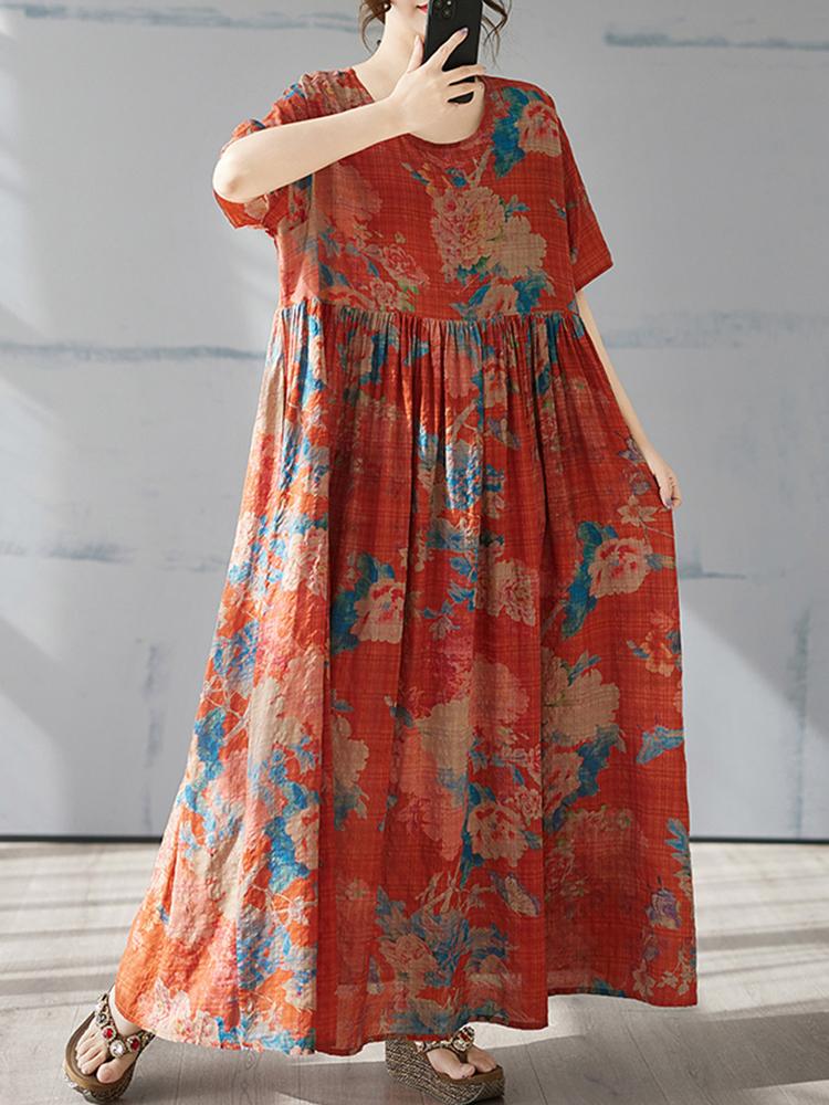 Xitao Женское платье с коротким рукавом и цветочным принтом ZMY1023