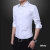 Men's Slim Fit Long-Sleeve White Shirt - Trendy Korean Business Style for Spring and Autumn