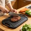 Двусторонняя разделочная доска с нескользящей ручкой, легкая пластиковая доска для нарезки, незаменимый предмет для кухни в общежитии, для фруктов, мяса