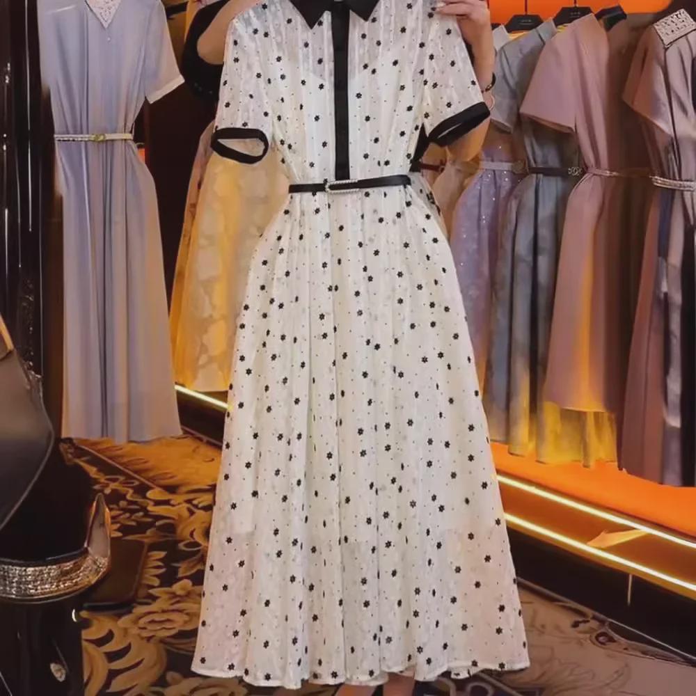 Niche Design 2024 женское летнее чайное платье в горошек - элегантная юбка с французской талией