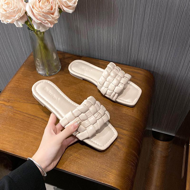 Мода 2025 Фея Вязаные Сандалии Женские Балетки Каблуки Шлепанцы Обувь Женские Летние Открытый Носок Пляжные Тапочки Дом и Улица Pantuflas Sandalias