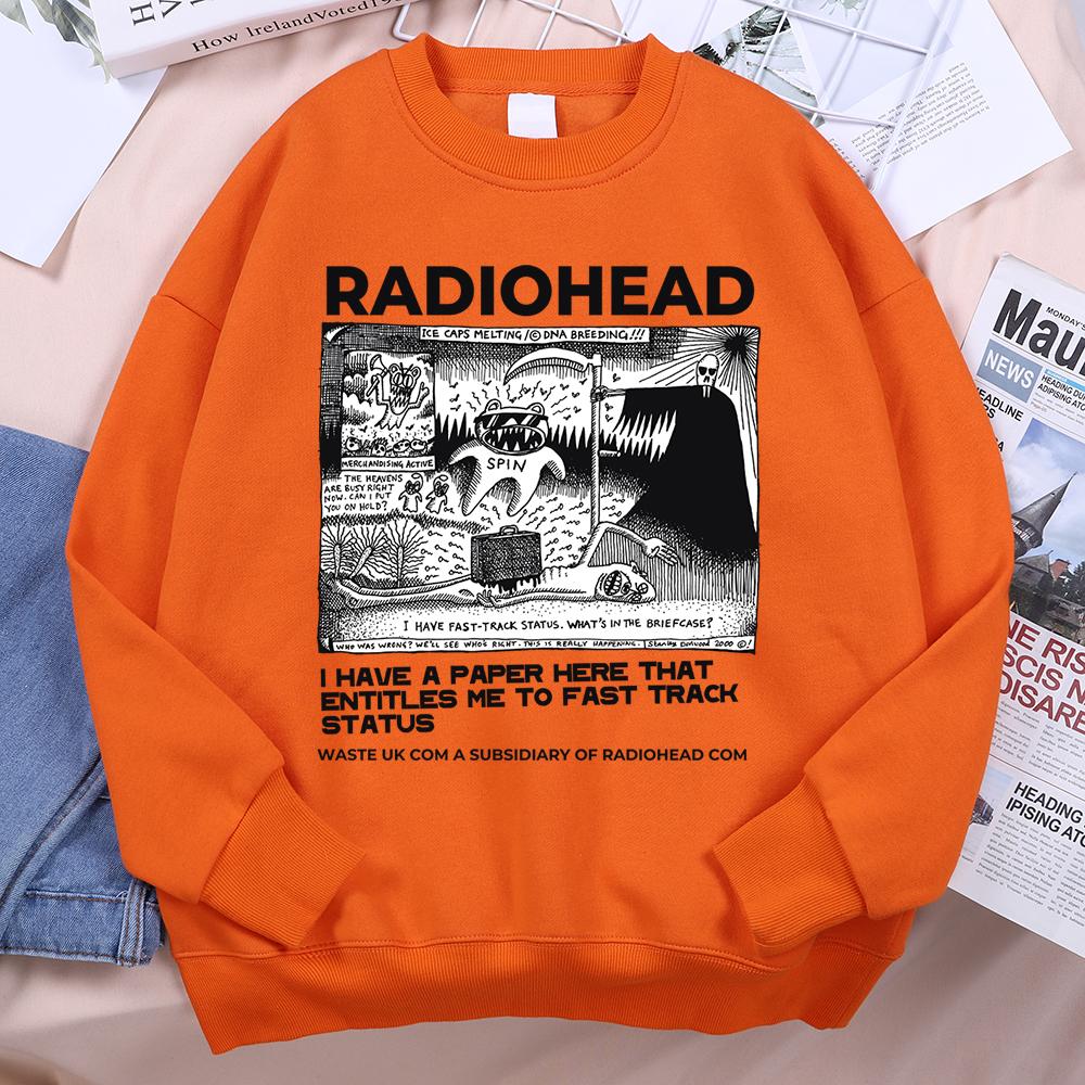 Смешная одежда с принтом Radiohead для мужчин и женщин, хип-хоп, свободное худи, винтажный пуловер, толстовка, осенний флис, флисовый пуловер, для пары