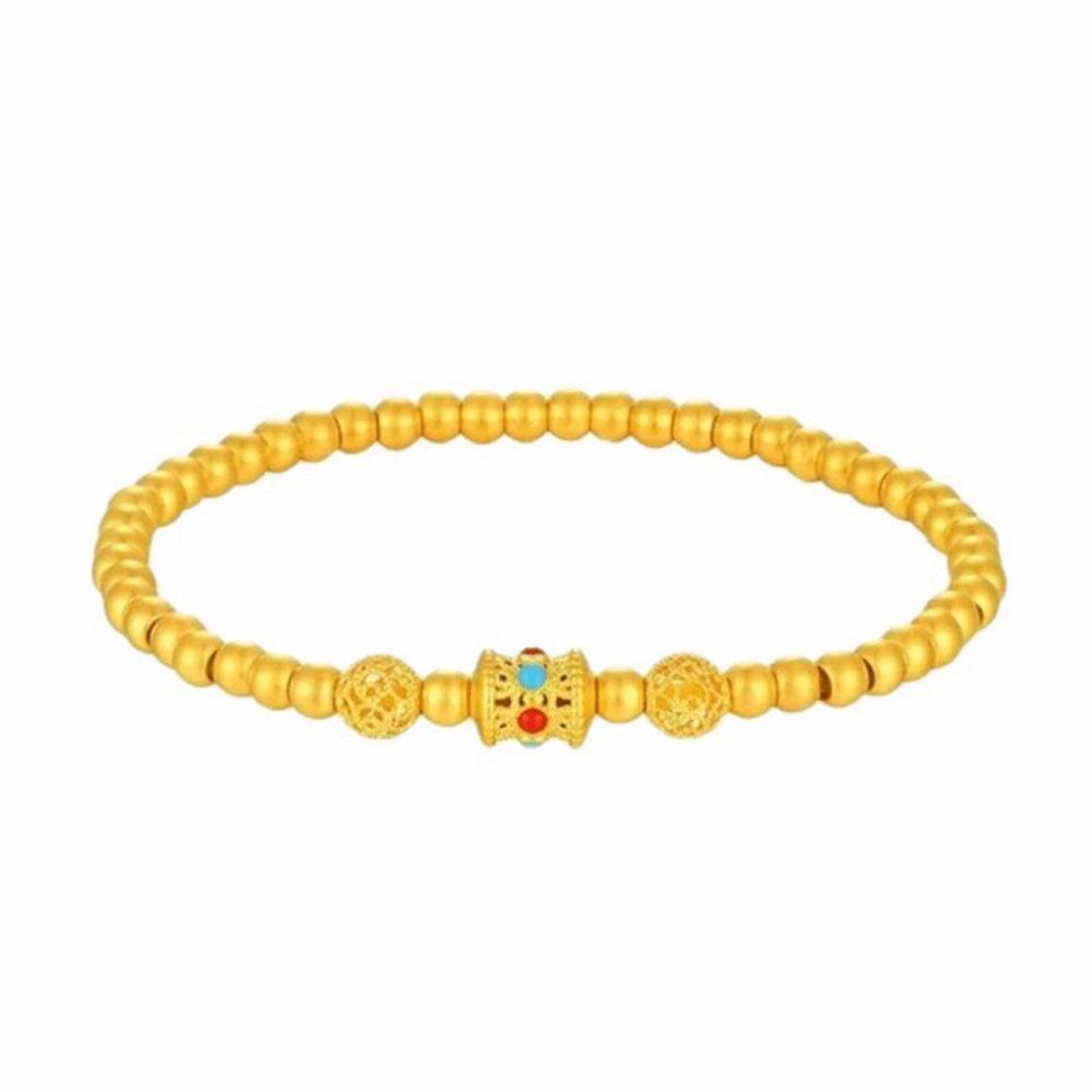 Elegant Enamel Gold Lucky Bead Hand Chain Sand Gold Granulation Dumpy Elephant Bracelet  Banquet