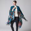 DX Indian Geometric Rhombus Lengthened and Thickened Imitation Cashmere Explosion Ethnic Style Travel Split Shawl Cape
