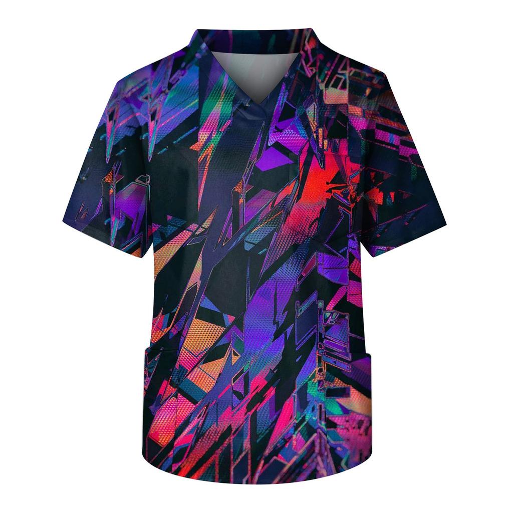 Мужской топ с коротким рукавом и V-образным вырезом с принтом нагрудного кармана