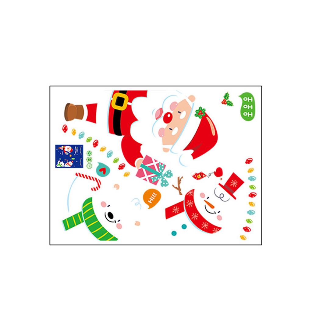 Cartoon Snowman Santa Window Sticker Christmas Gift Home Decor Sticker