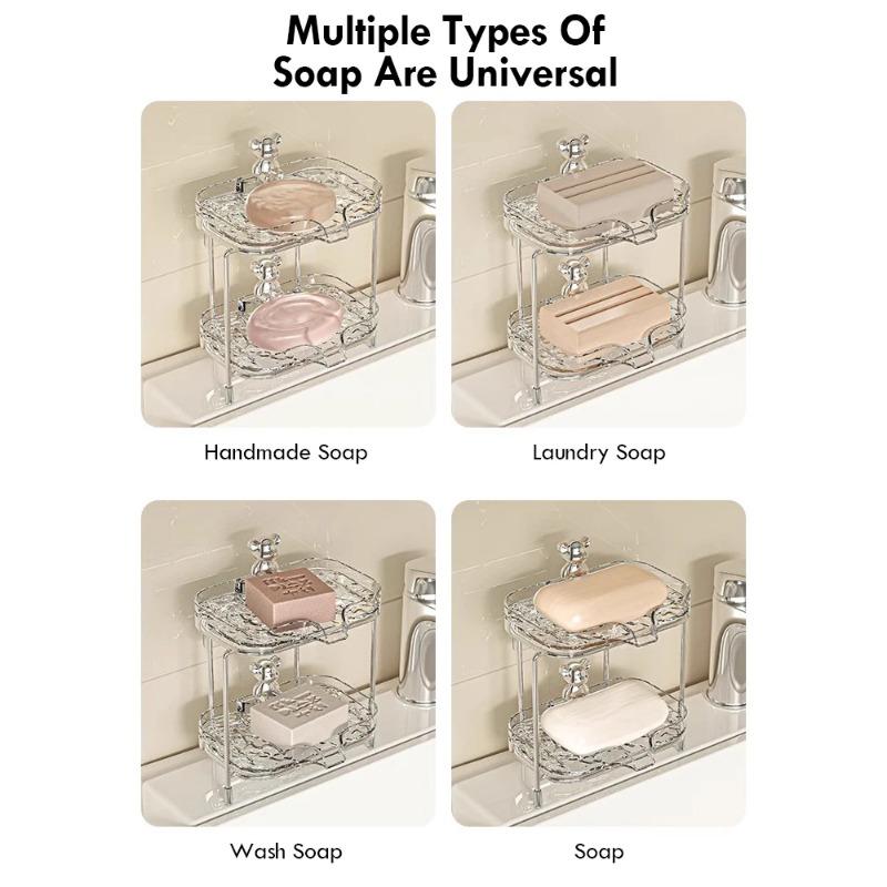 Мыльница для ванной комнаты, не перфорированная, настенная, с дренажем и местом для хранения, мыльница, прозрачная, с узором «ледник», полка для ванной комнаты