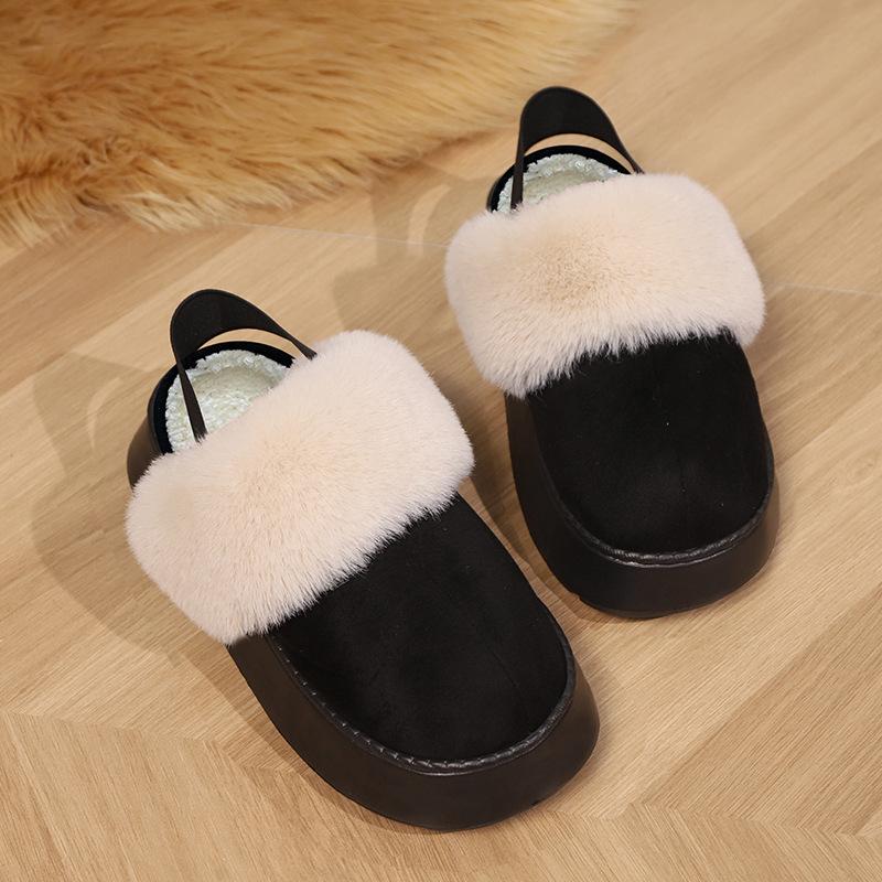 Cotton Slippers for Women, Suitable for Indoor and Outdoor Wear In Winter. Korean Version with Thick Sole and Plush Insulation