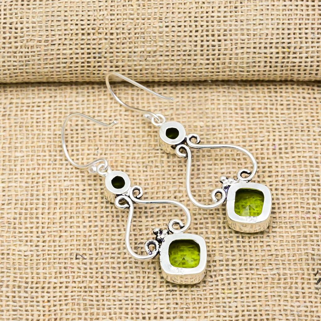 Peridot Earrings Gemstone Jewelry, 925 Solid Sterling Silver Earrings, Handmade Jewelry Birthstone Earrings, Gift For Him