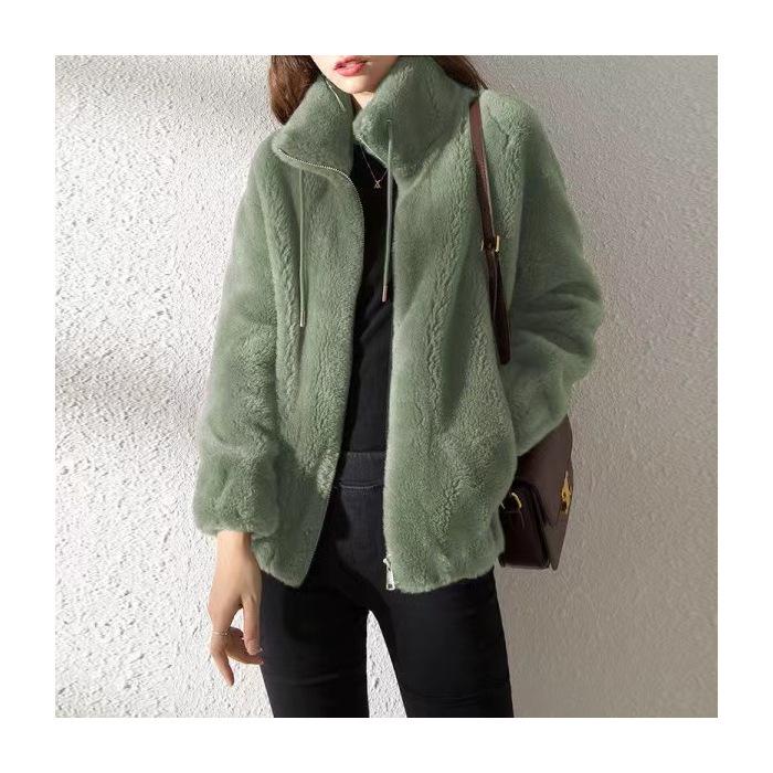 Fleece Thickened Jacket Women's Tide Winter Double-sided Fleece Warm Turtleneck Sweater Women's Cardigan Zipper Fleece Clothes Women's
