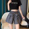Ретро Рабочие Шорты для Женщин Летом Новые С высокой талией Большого размера Приталенный и Универсальный Дизайн Брюки с широкими штанинами