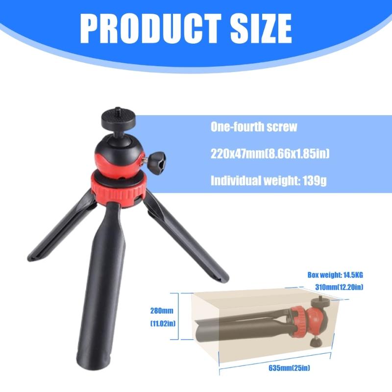Мини-штатив для настольной съемки, ручной кронштейн-держатель, гибкая шаровая головка, крепление с винтом 1/4 дюйма для селфи