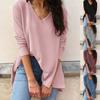 Spring and Autumn  Women's Casual Loose V-neck Bottoming Shirt Long-sleeved T-shirt