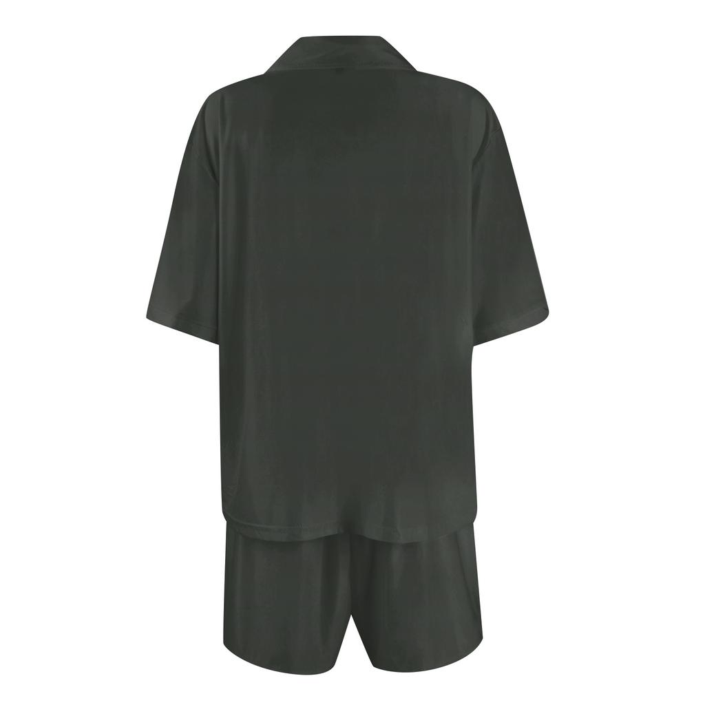 Женская шелковая пижама с коротким рукавом из сатина, комплект из 2 предметов, домашняя одежда на пуговицах