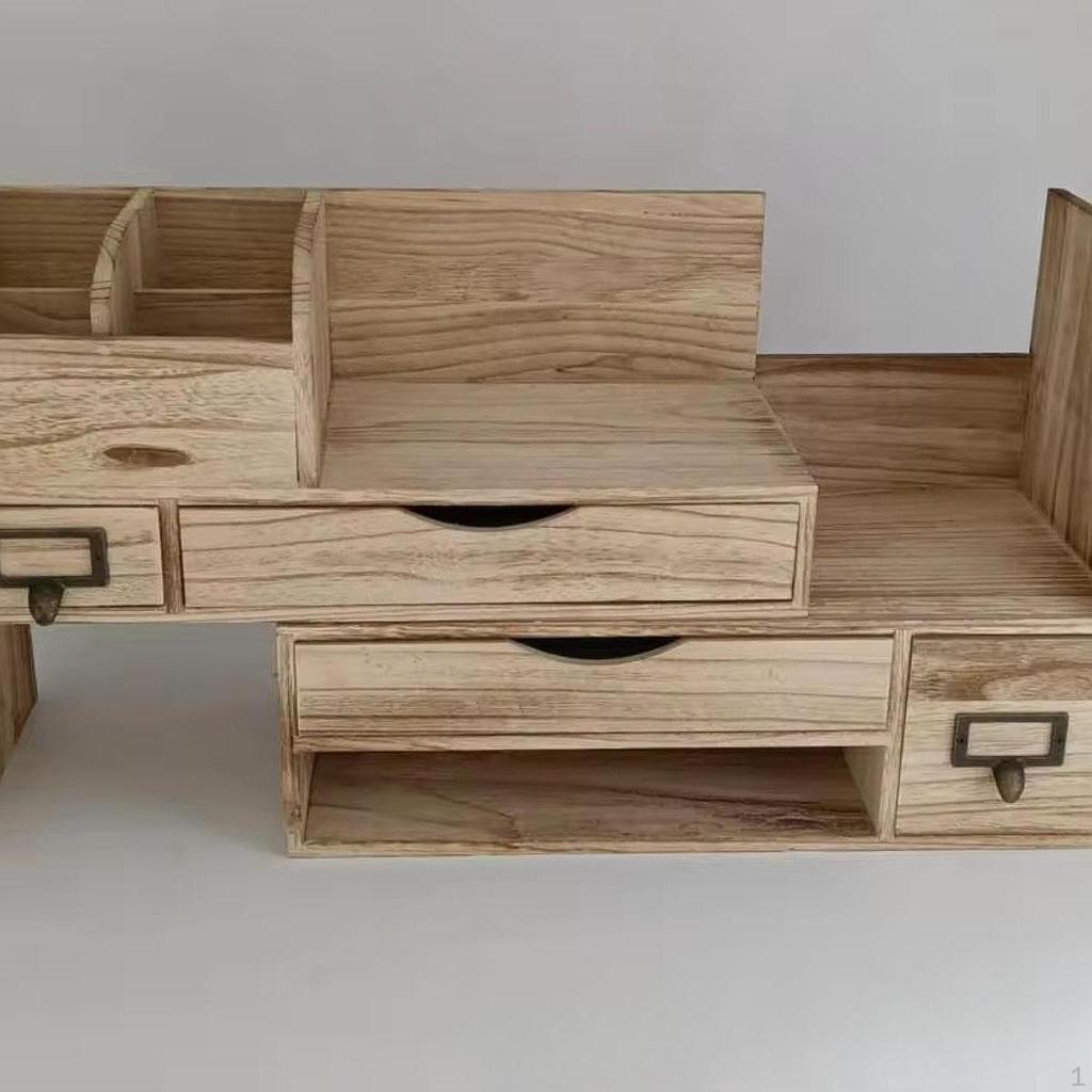 Desktop Organizer with Drawers Storage Box Shelf Sleek Display Rack Tabletop Organization