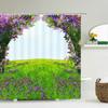 Зеленый пейзаж Занавеска для душа с крючками, Водонепроницаемая перегородка для ванной, Утяжеленный низ, Усиленные петли и Легко чистить