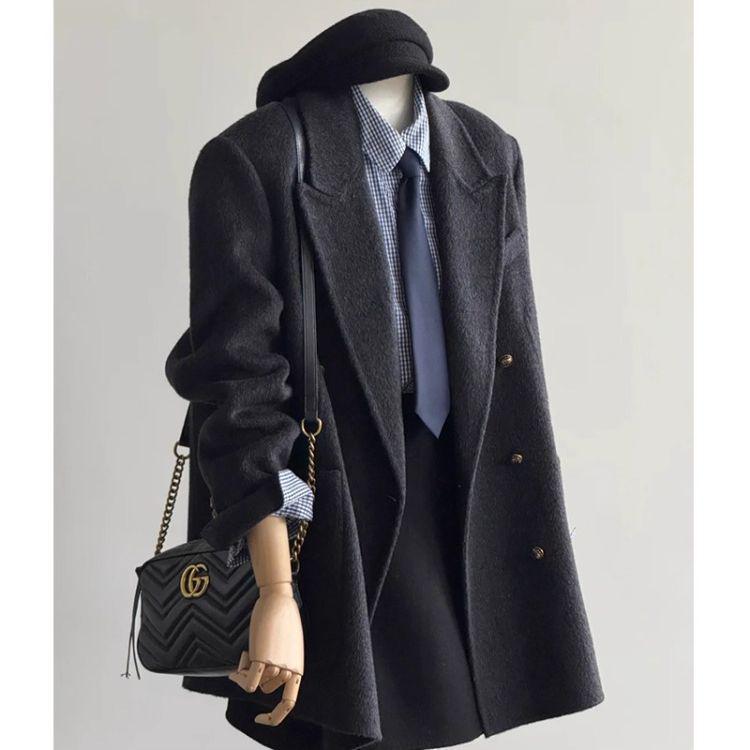 Маленькое шерстяное пальто в корейском стиле для осени и зимы