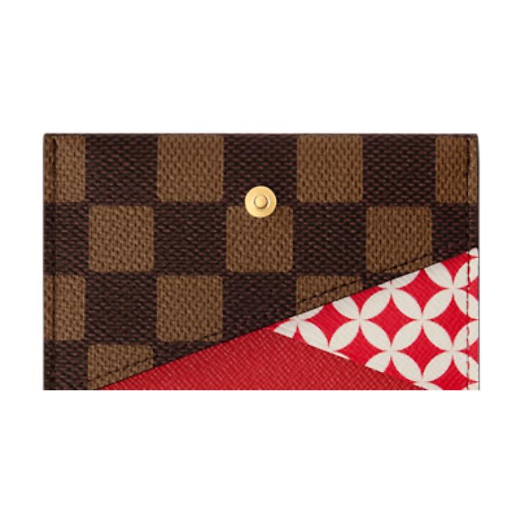 Louis Vuitton X Nigo Slim Brand Logo Check Pattern Print Damier Phriendship Coated Canvas Card Holder Men Card Holder Brown N40812