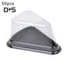 50Pcs Disposable Cake Box Anti-slip Texture Transparent Lid Waterproof Oilproof PET Moon Cake Tray Triangular Mousse Cake Packing Box