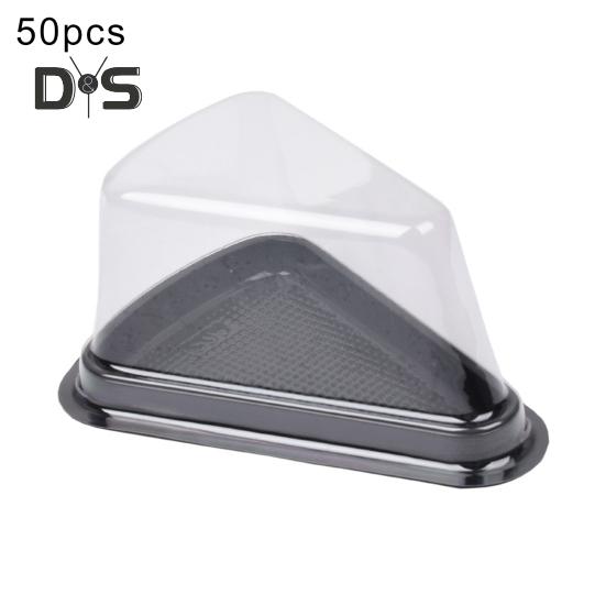 50Pcs Disposable Cake Box Anti-slip Texture Transparent Lid Waterproof Oilproof PET Moon Cake Tray Triangular Mousse Cake Packing Box