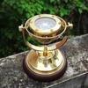Brass Gimbal Compass with a Wooden Base Is a Wonderful Addition To Any Collecti