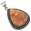 Pendant Sunstone Drusy Gemstone Handmade Silver Jewelry 1.75"