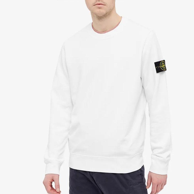 STONE ISLAND Ss21 Свитшот с круглым вырезом и лейблом на рукаве Мужской свитшот Белый 741566060-V0001