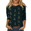 Рубашки с рукавом 3/4 для женщин Милые рождественские принты Графические футболки Блузки Повседневные Большие размеры Базовые топы Пуловеры