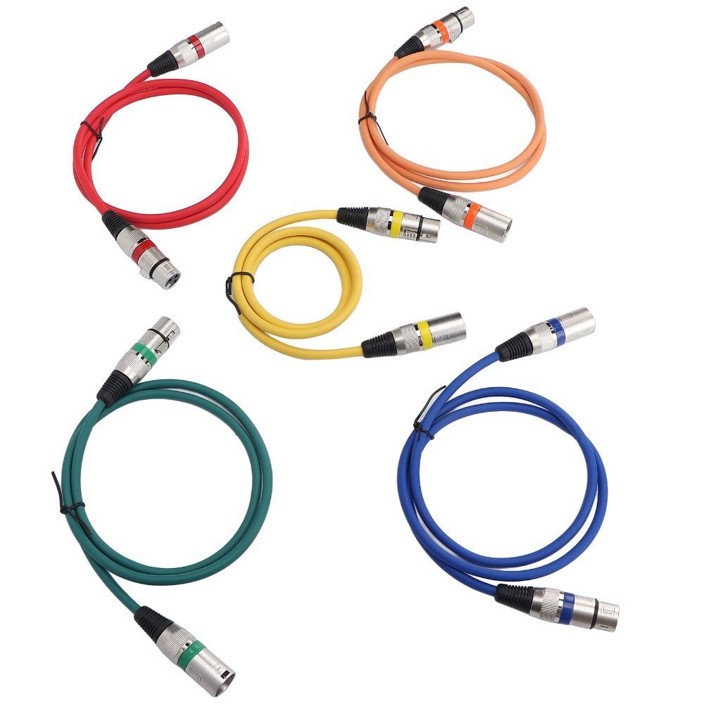 5PCS XLR Male to Female XLR to XLR Microphone Cable 3 Pin Color Coded Mic Patch Cord for Mic Mixer