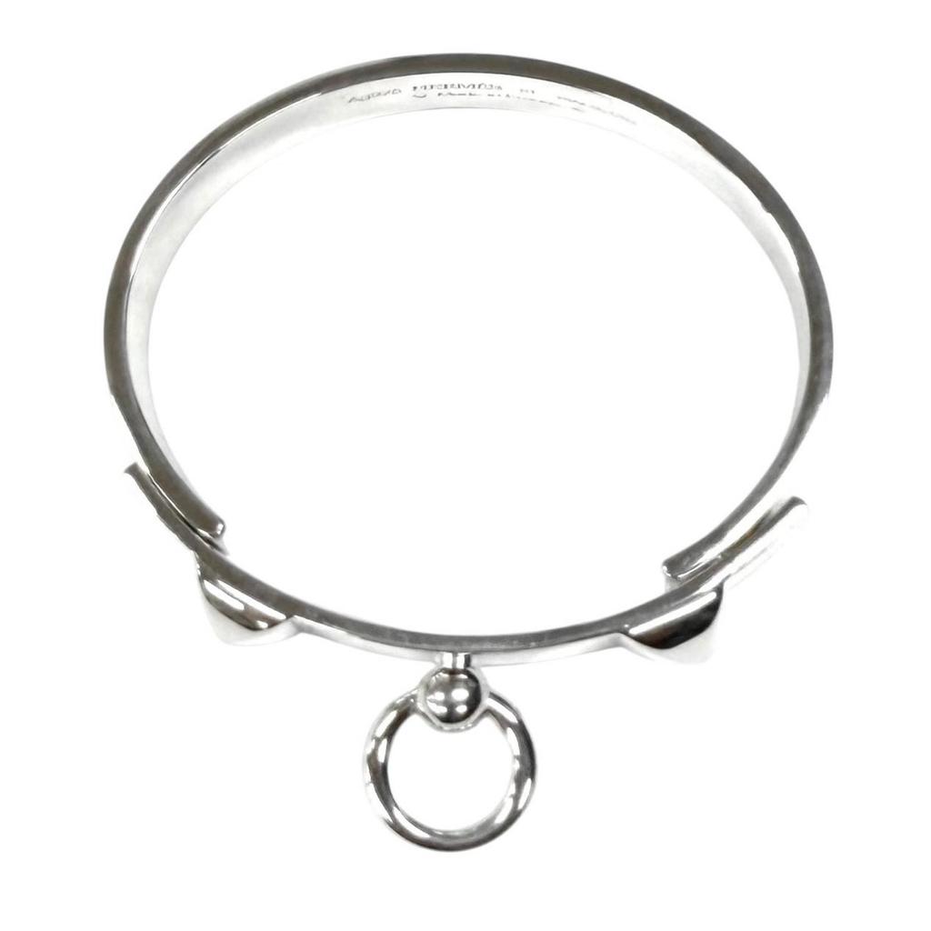 Great HERMES Bangle Collier de Chien Bracelet ST Silver AG925 Women Used