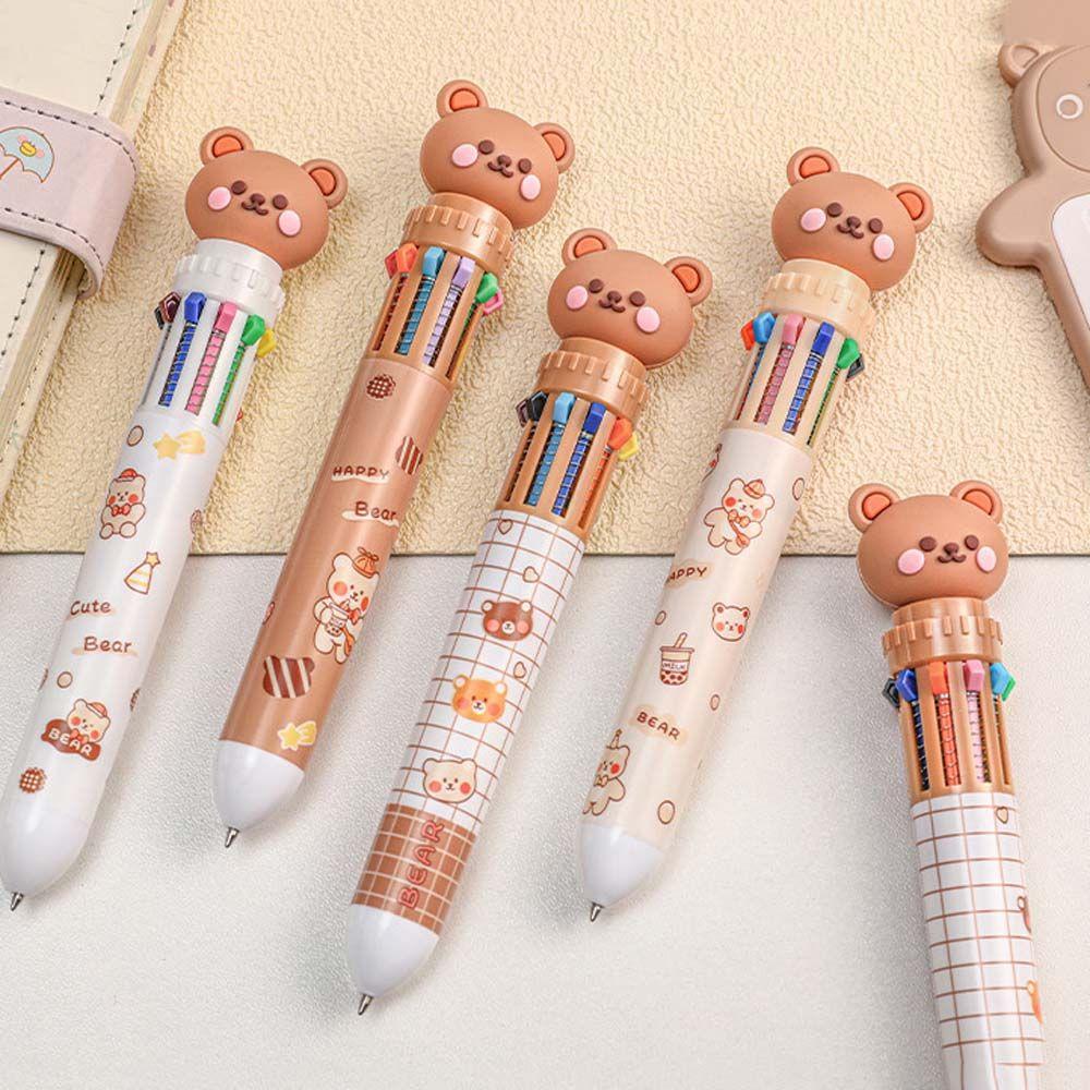 Office Supplies Stationery Student Writing Pens Cartoon Bear Ballpoint Pen Ten Color Ball Pen