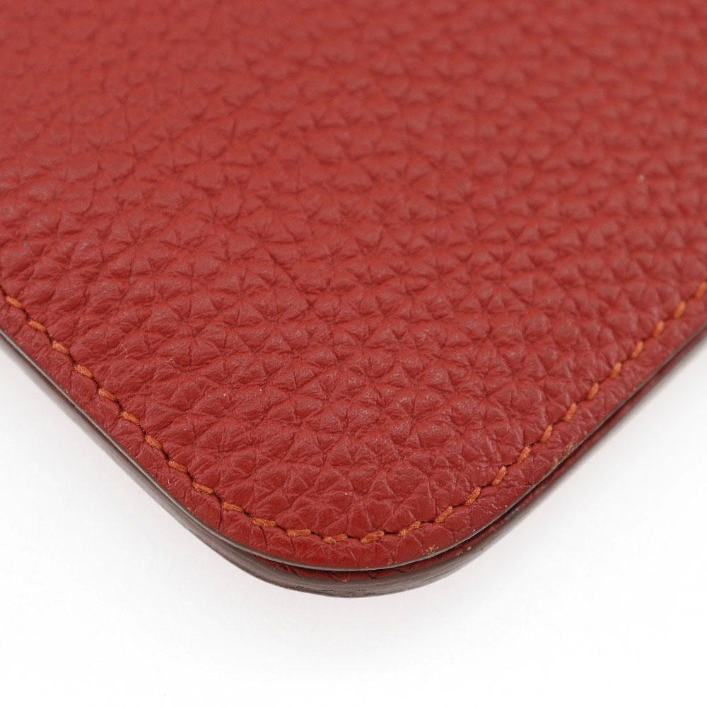 HERMES Dogon Long Purse Red Togo Women Used