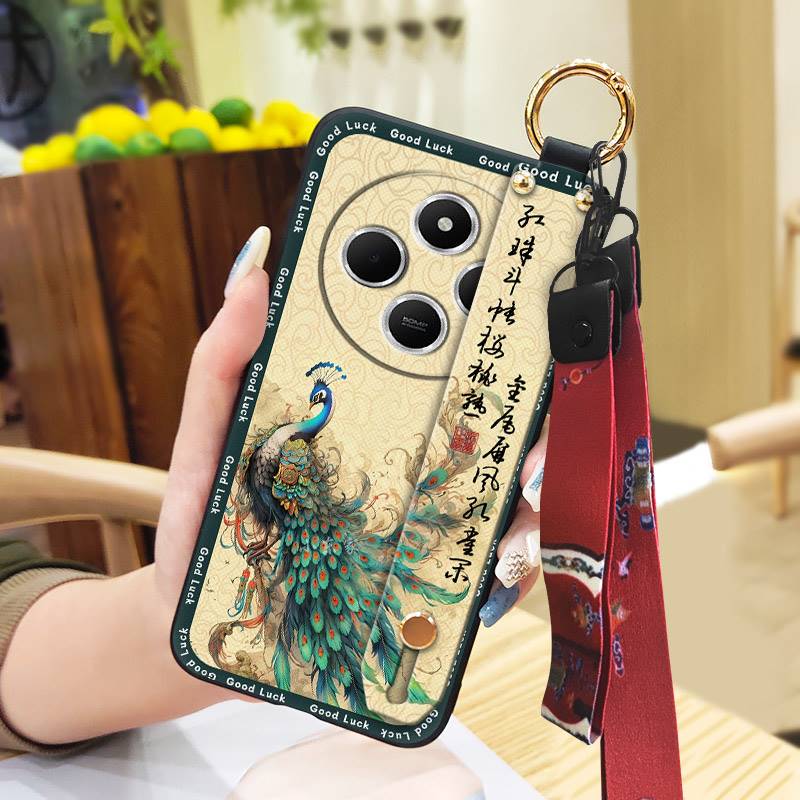 Waterproof Elderly lady Phone Case For Redmi A4 5G For Mom Wrist Strap Silicone Protective Soft case Phone Holder Ring