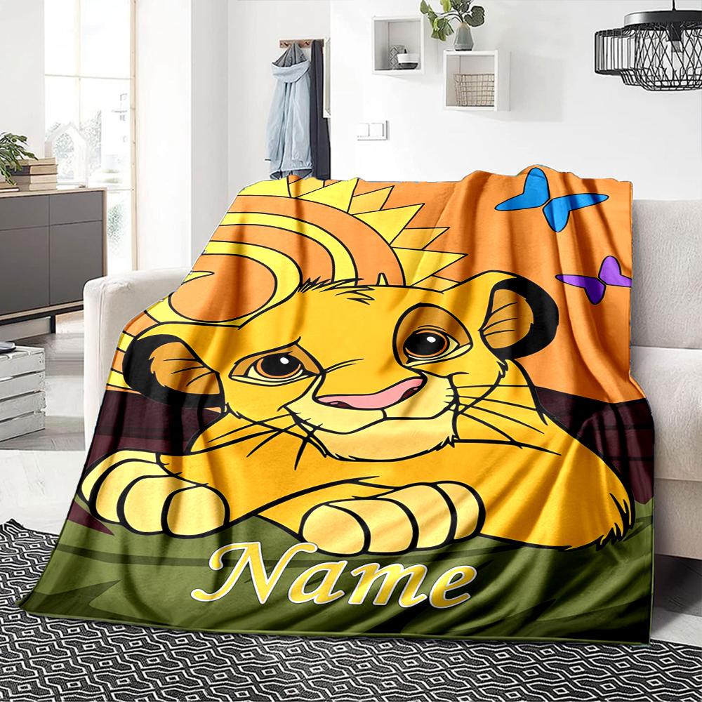 Custom Name Lion Sunset Majesty Party Blanket For Couch Bed Plush Cozy Fuzzy Blanket Super Soft Warm Blankets For Fall And Winter 0916271