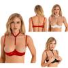Plus Size Bras Women's Floral Lace 1/4 Cups Push Up Underwire Bra Tops Balconette Bralette Everyday Bra