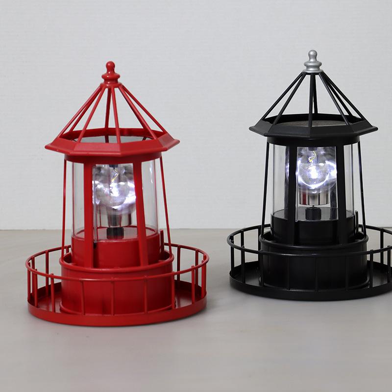 1PC LED Resin Solar Large Rotating Lighthouse Beacon Tower Outdoor Garden Landscape Light