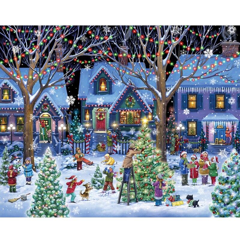 Snow Scenic DIY 5D Diamond Painting Full Round Rhinestone Winter Scenery Diamond Embroidery Cross Stitch Kits Home Decor