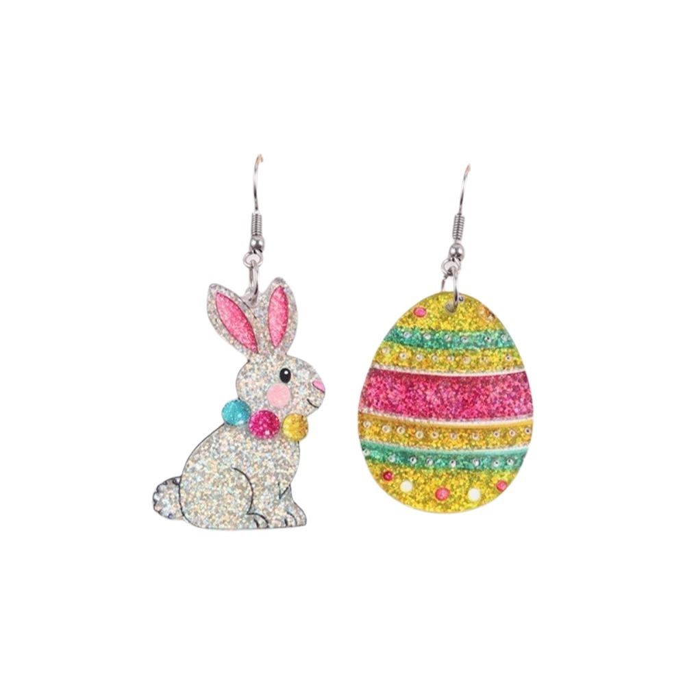 Cartoon Easter Egg Earrings Acrylic Easter Egg Dangle Earrings Bunny Pendant Earrings  Gifts