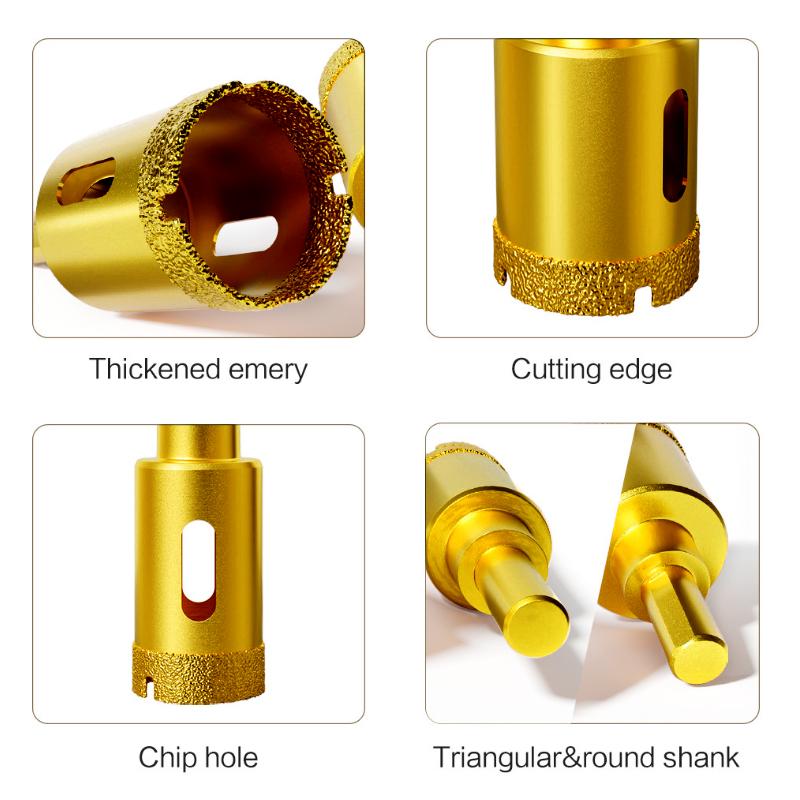 6-35 мм Кольцевые пилы Набор алмазных сверл Треугольный хвостовик для стекла/плитки/гранита Паяный с алмазным покрытием Набор керамических сверл Резка мрамора